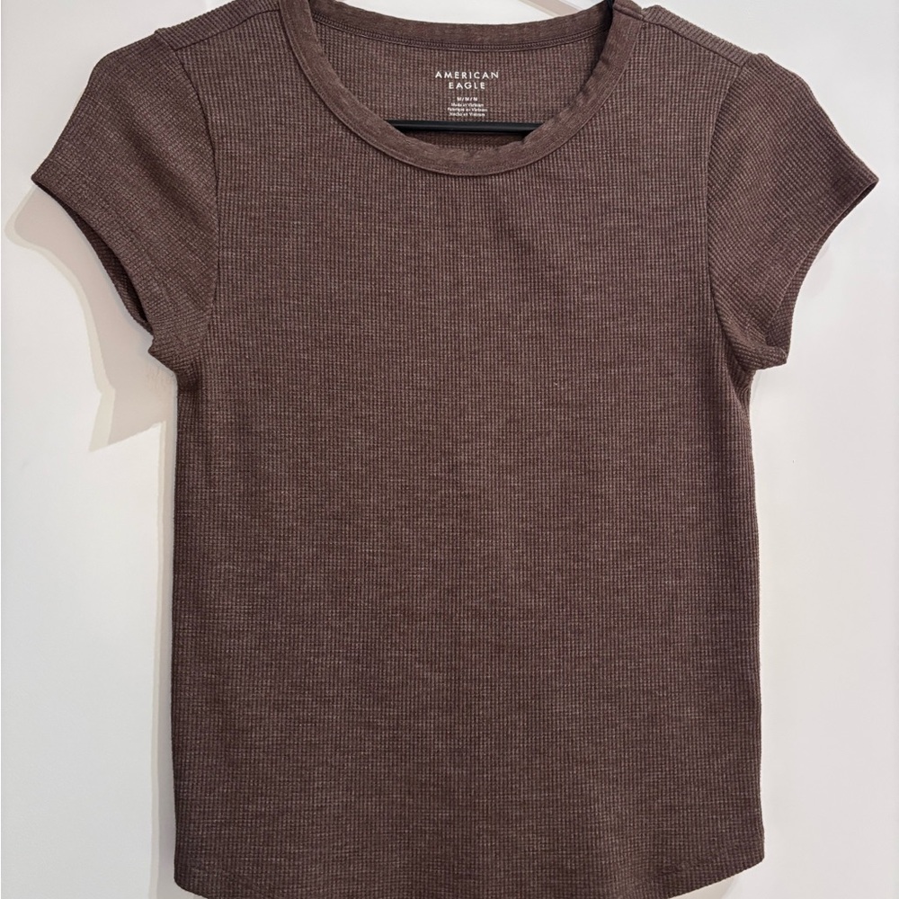 American Eagle Outfitters Women's Brown Ribbed Top